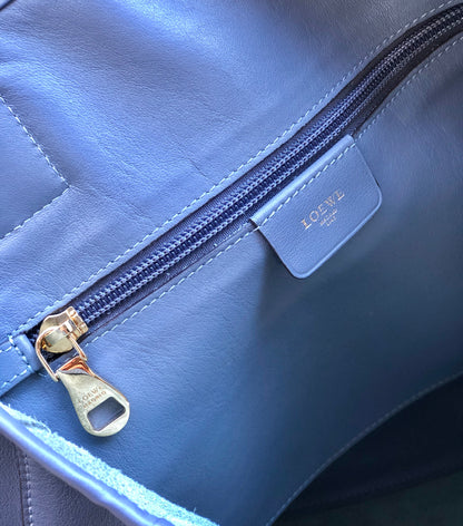 LOEWE Anagram logo Leather Totebag Blue Vintage Old 4vcds7