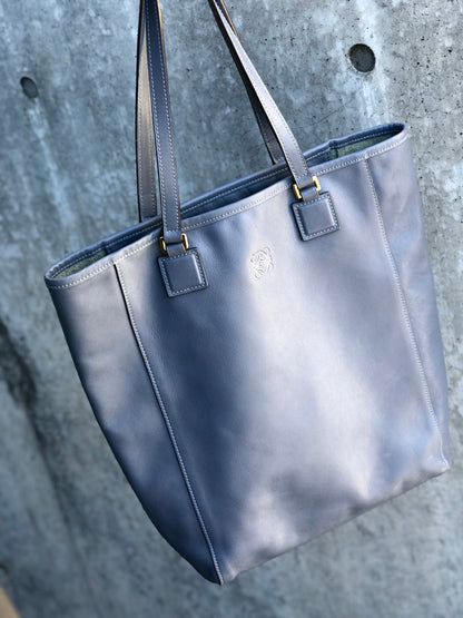 LOEWE Anagram logo Leather Totebag Blue Vintage Old 4vcds7