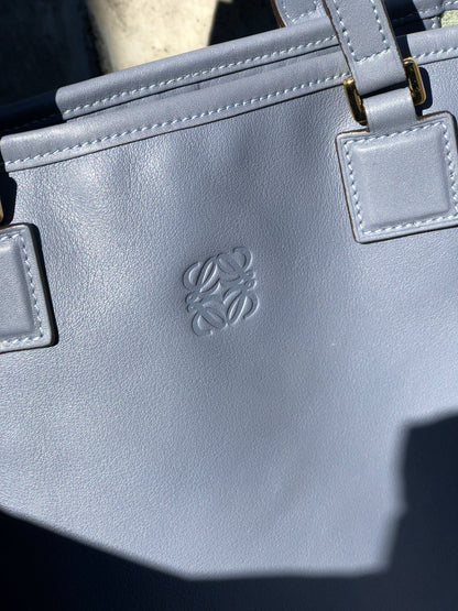 LOEWE Anagram logo Leather Totebag Blue Vintage Old 4vcds7