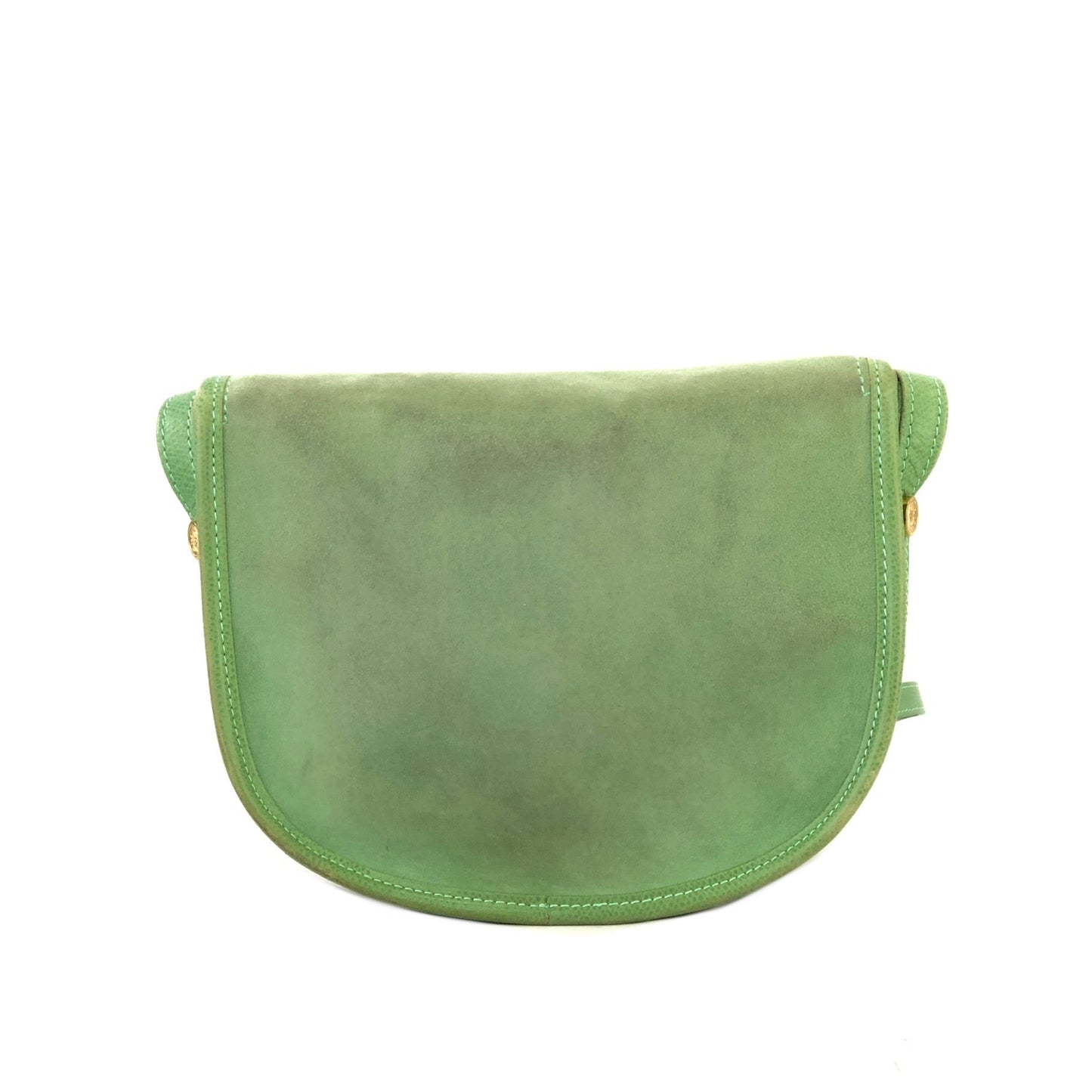 LOEWE Anagram embossed Suede Round Shoulder bag Green Vintage Old dkjysw