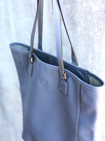 LOEWE Anagram logo Leather Totebag Blue Vintage Old 4vcds7