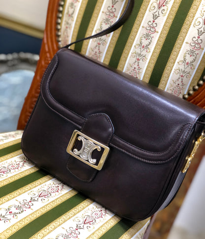CELINE Blason Triomphe Shoulder bag Brown Old CELINE vintage 85uiw4