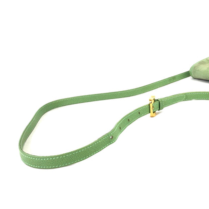 LOEWE Anagram embossed Suede Round Shoulder bag Green Vintage Old dkjysw