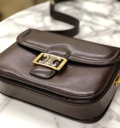 CELINE Blason Triomphe Shoulder bag Brown Old CELINE vintage 85uiw4