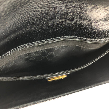 GUCCI Front buckle Leather Shoulder bag Black Vintage Old gucci dh3urc