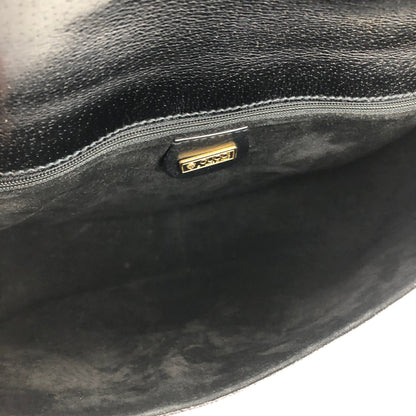 GUCCI Front buckle Leather Shoulder bag Black Vintage Old gucci dh3urc