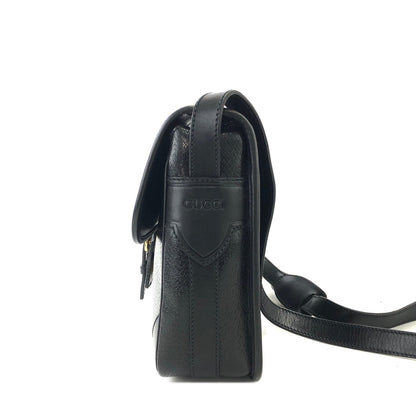 GUCCI Front buckle Leather Shoulder bag Black Vintage Old gucci dh3urc