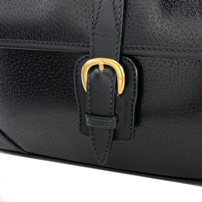 GUCCI Front buckle Leather Shoulder bag Black Vintage Old gucci dh3urc