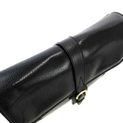 GUCCI Front buckle Leather Shoulder bag Black Vintage Old gucci dh3urc