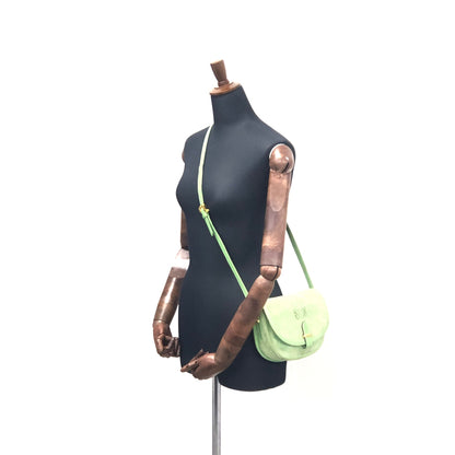 LOEWE Anagram embossed Suede Round Shoulder bag Green Vintage Old dkjysw