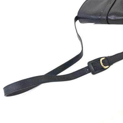 GUCCI Front buckle Leather Shoulder bag Black Vintage Old gucci dh3urc