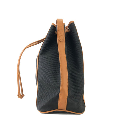 Yves Saint Laurent Triangle logo Drawstring Shoulderbag Black Vintage Old YSL xsyy46