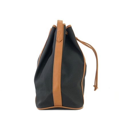 Yves Saint Laurent Triangle logo Drawstring Shoulderbag Black Vintage Old YSL xsyy46