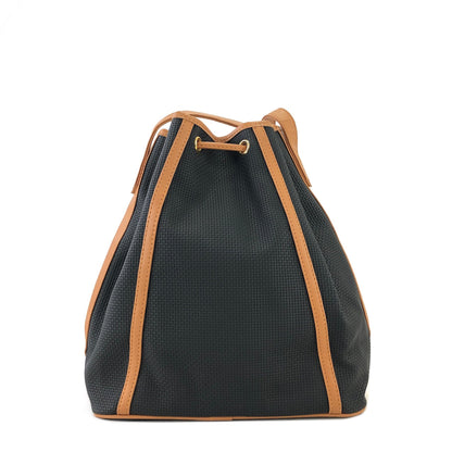 Yves Saint Laurent Triangle logo Drawstring Shoulderbag Black Vintage Old YSL xsyy46