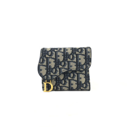 Christian Dior Trotter Oblique SADDLE wallet Compact wallet jacquard S5652CTZQ Navy a7tyzr