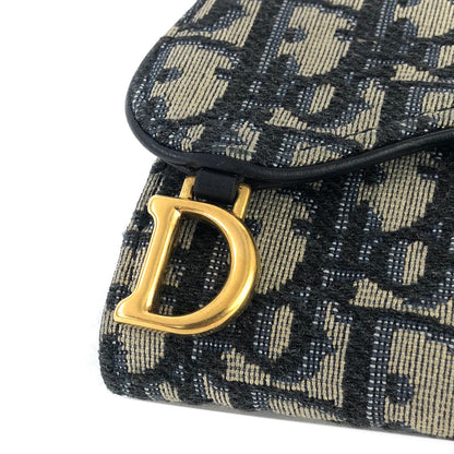 Christian Dior Trotter Oblique SADDLE wallet Compact wallet jacquard S5652CTZQ Navy a7tyzr