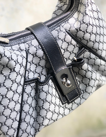CELINE Macadam Fabric Hobobag Handbag Black Vintage Old CELINE ghyyp7