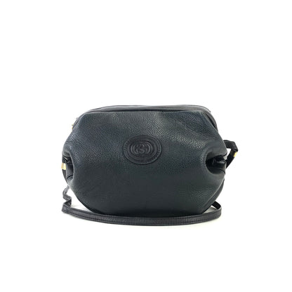 GUCCI GG Embossed Leather Round Crossbody Shoulder bag Navy Vintage Old Gucci 3gt8ni