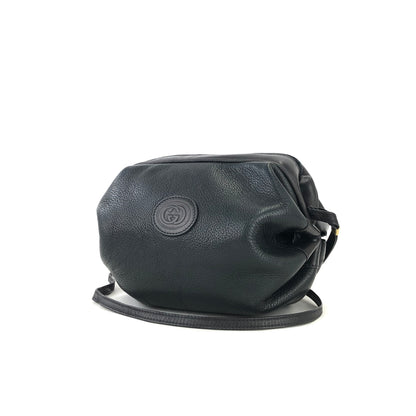 GUCCI GG Embossed Leather Round Crossbody Shoulder bag Navy Vintage Old Gucci 3gt8ni