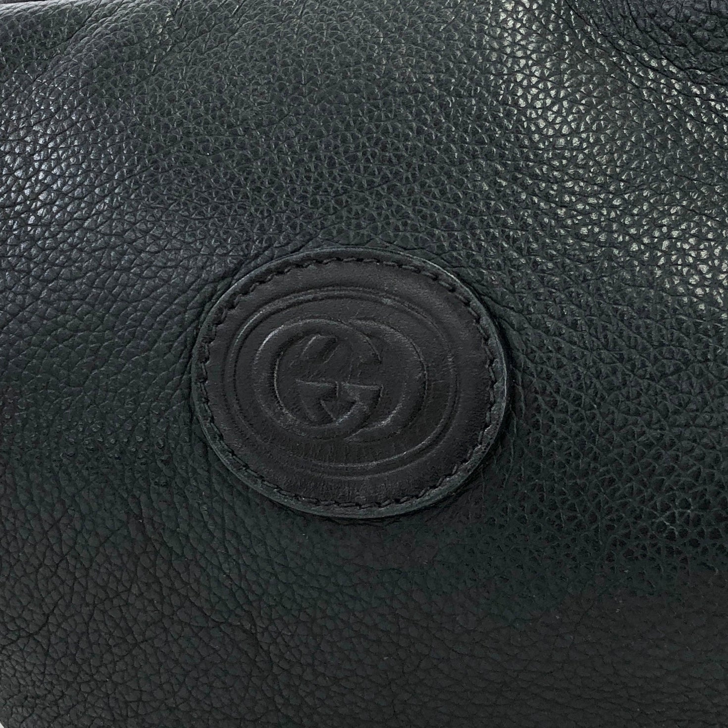 GUCCI GG Embossed Leather Round Crossbody Shoulder bag Navy