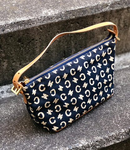CELINE C Macadam Fabric Hobo Handbag Indigo Denim OldCELINE Vintage 5nki6f