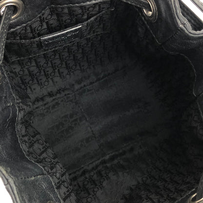 Christian Dior Cannage Lady dior D Charm Patent leather Drawstring Mini Handbag Black 36mvap