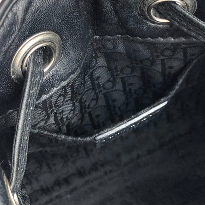 Christian Dior Cannage Lady dior D Charm Patent leather Drawstring Mini Handbag Black 36mvap