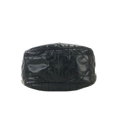 Christian Dior Cannage Lady dior D Charm Patent leather Drawstring Mini Handbag Black 36mvap