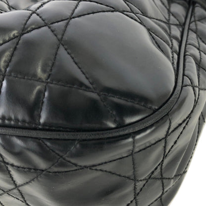 Christian Dior Cannage Lady dior D Charm Patent leather Drawstring Mini Handbag Black 36mvap