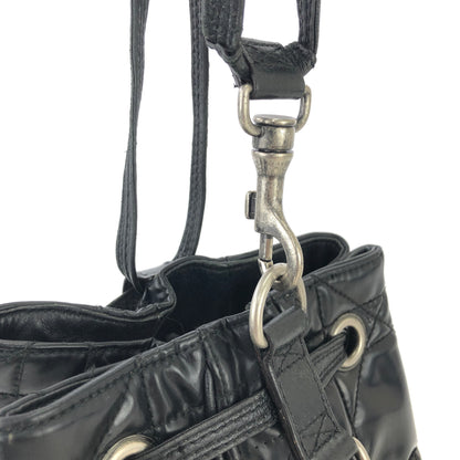 Christian Dior Cannage Lady dior D Charm Patent leather Drawstring Mini Handbag Black 36mvap