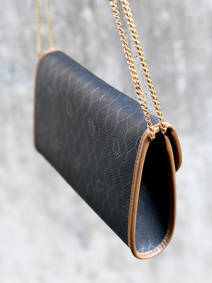 Christian Dior Logo Honeycomb Pattern Chain Crossbody Shoulderbag Black Vintage Old gnsnwg