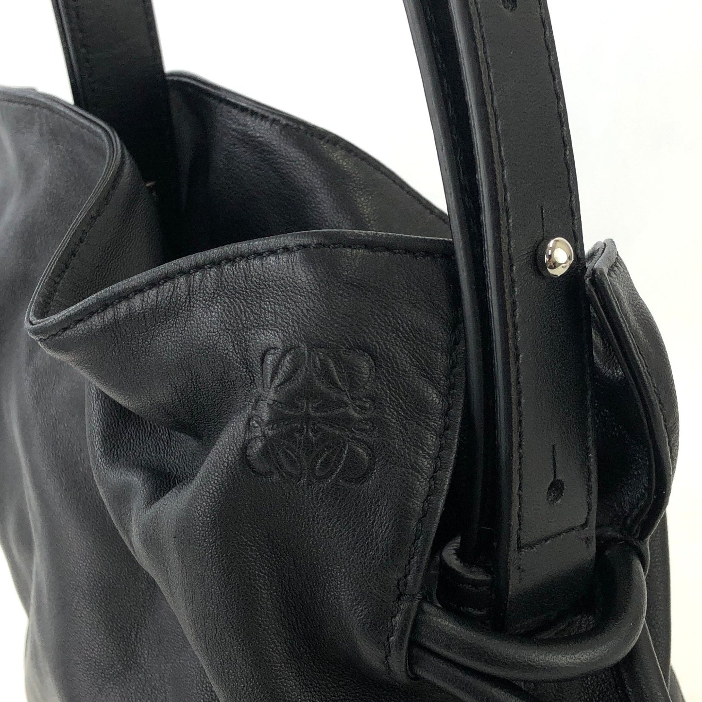 LOEWE Flamenco Knot Small Drawstring Shoulder bag Black Vintage y2228i