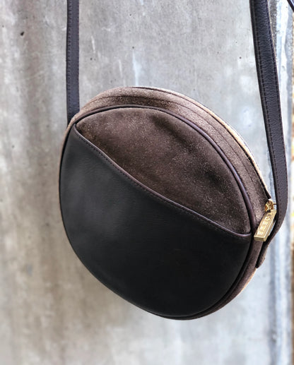 LOEWE Anagram Suede Round Shoulder bag Brown Vintage Old ugssgs