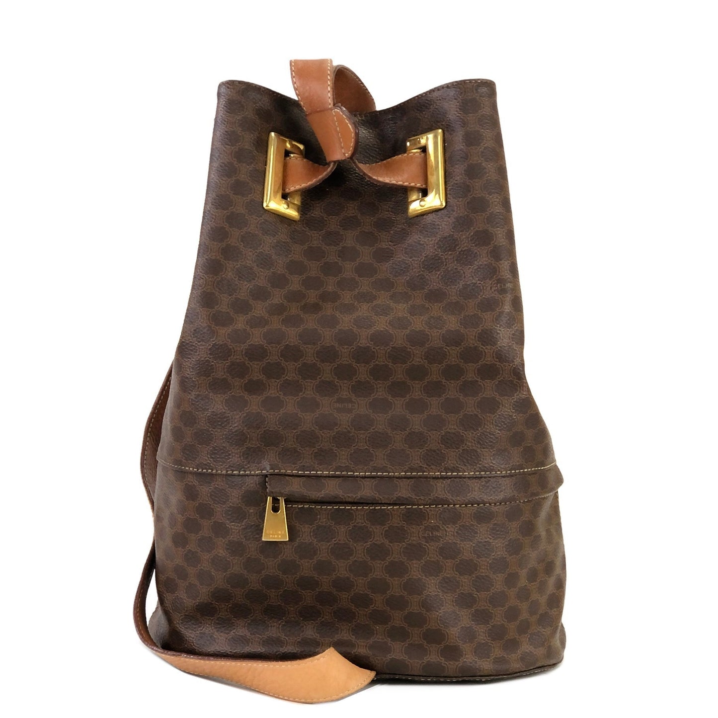 CELINE Macadam Drawstring One shoulder bag Sling bag Brown Vintage Old CELINE b5kt2p