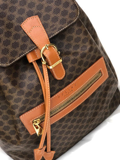 Celine Macadam Front Zip Logo Embossed PVC Leather Backpack Rucksack Brown Vintage Old Celine 4jtysd