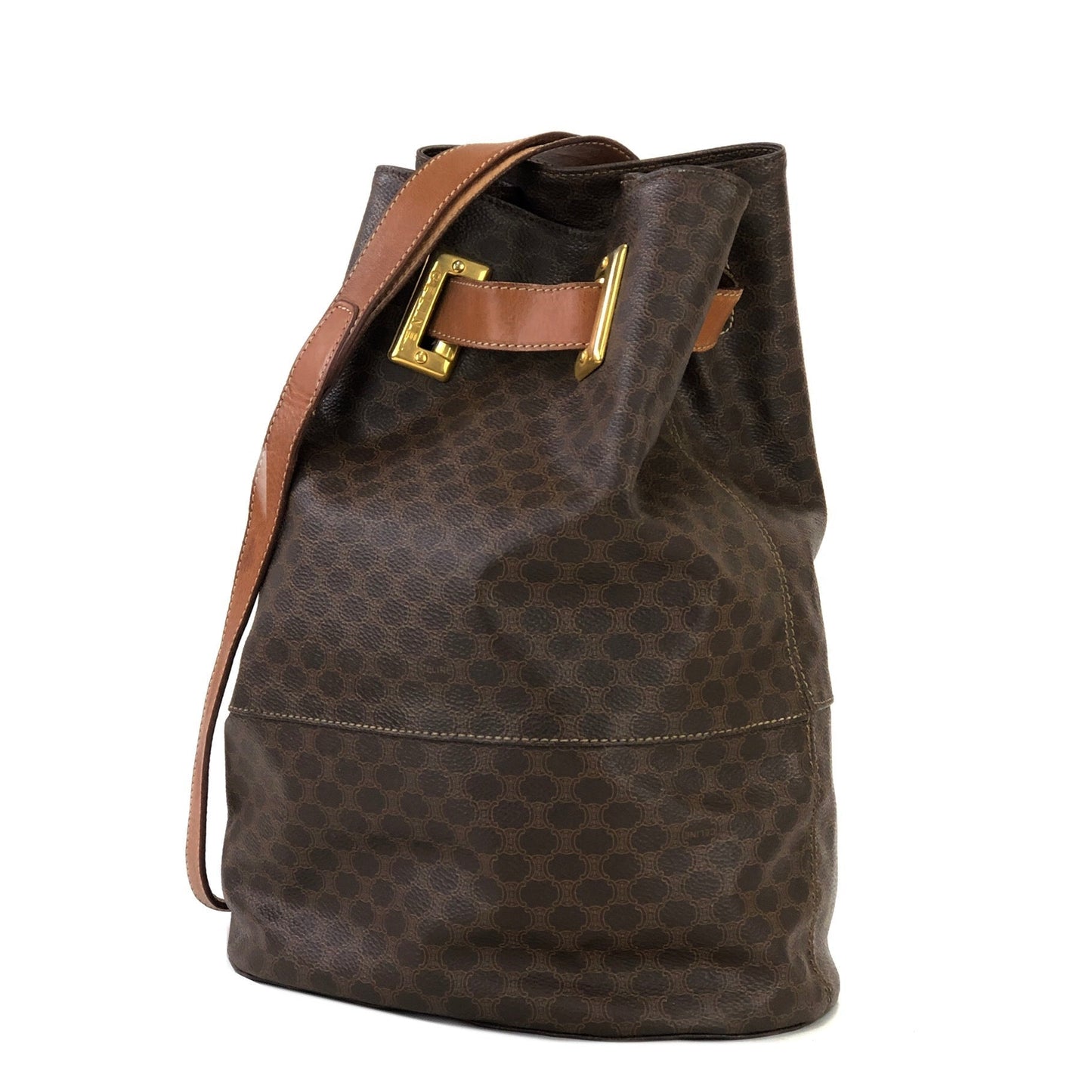 CELINE Macadam Drawstring One shoulder bag Sling bag Brown Vintage Old CELINE b5kt2p
