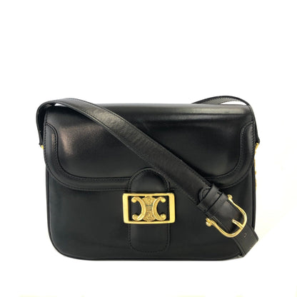 CELINE Blason Triomphe Crossbody Shoulder bag Black Old Celine vintage chggjy