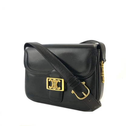 CELINE Blason Triomphe Crossbody Shoulder bag Black Old Celine vintage chggjy