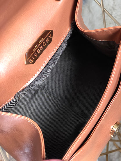GIVENCHY  logo  Gancini Handbag Vanity bag Brown small minibag  Vintage Old yd4gsg