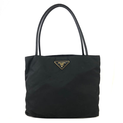 PRADA Triangle logo Nylon Tote bag Black Vintage 6kxehn