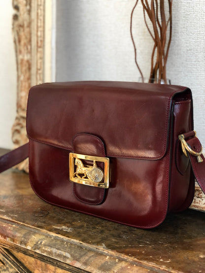 CELINE Horse carriage Crossbody Shoulderbag Bordeaux Vintage Old CELINE er7u4j