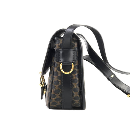 CELINE Macadam Front belt Shoulder Bag Black Vintage Old Celine dgvbfp