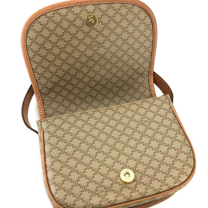 CELINE Macadam Front buckle Flap Shoulder bag Beige Vintage Old CELINE fmufdh
