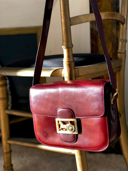 CELINE Horse carriage Crossbody Shoulderbag Bordeaux Vintage Old CELINE er7u4j