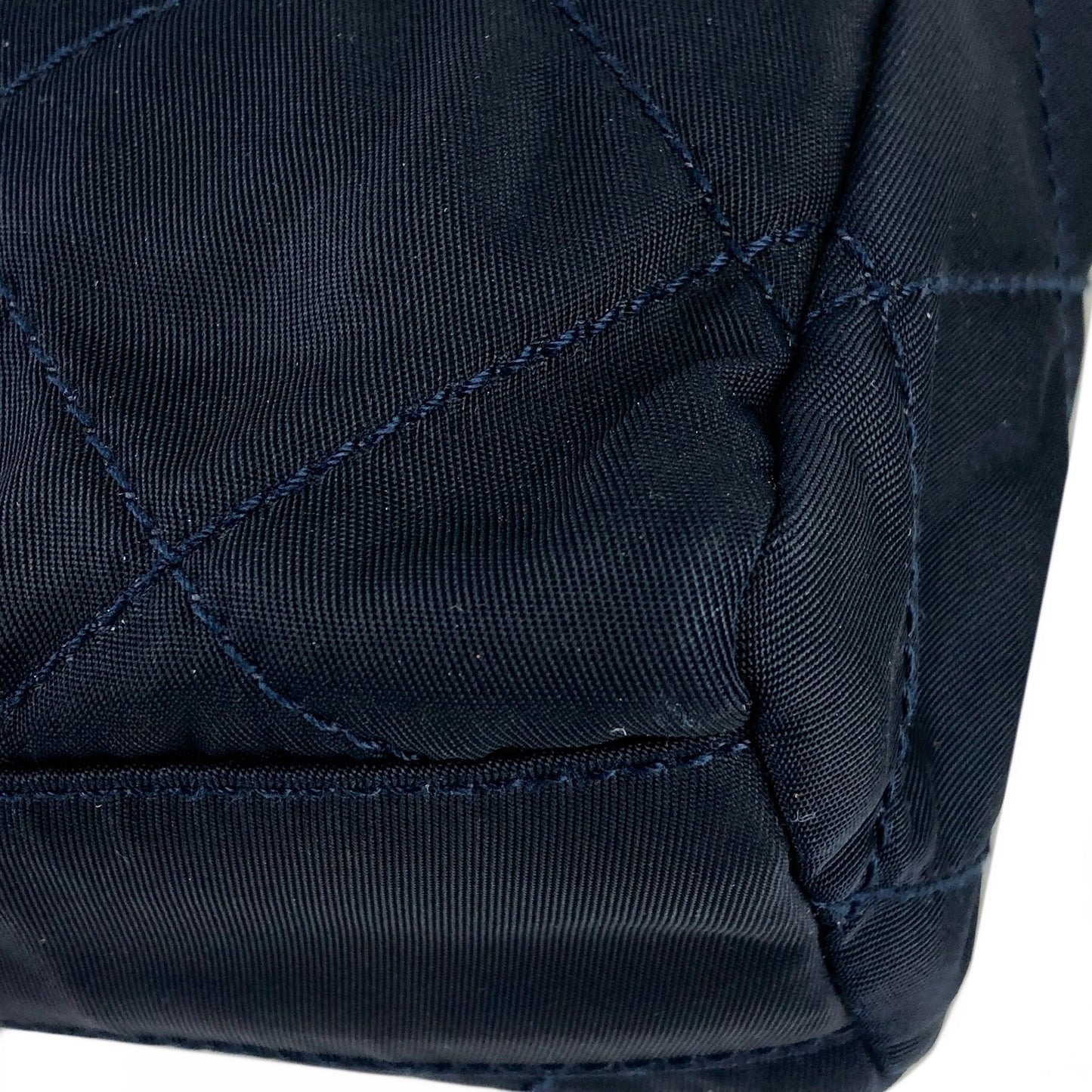 PRADA logo plate nylon quilting chain shoulder bag navy vintage bix8ch