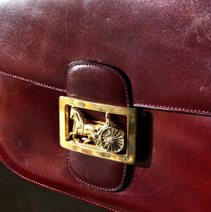 CELINE Horse carriage Crossbody Shoulderbag Bordeaux Vintage Old CELINE er7u4j