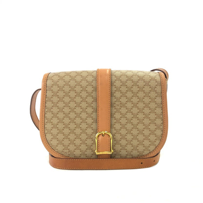 CELINE Macadam Front buckle Flap Shoulder bag Beige Vintage Old CELINE fmufdh
