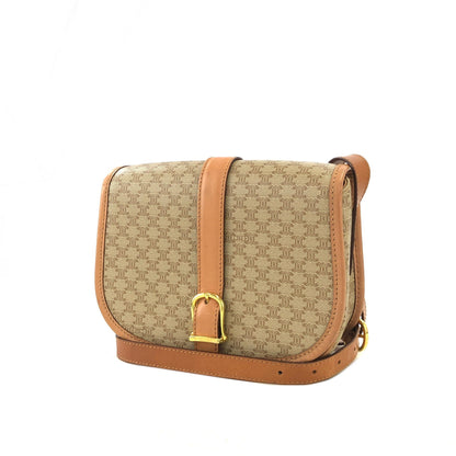CELINE Macadam Front buckle Flap Shoulder bag Beige Vintage Old CELINE fmufdh