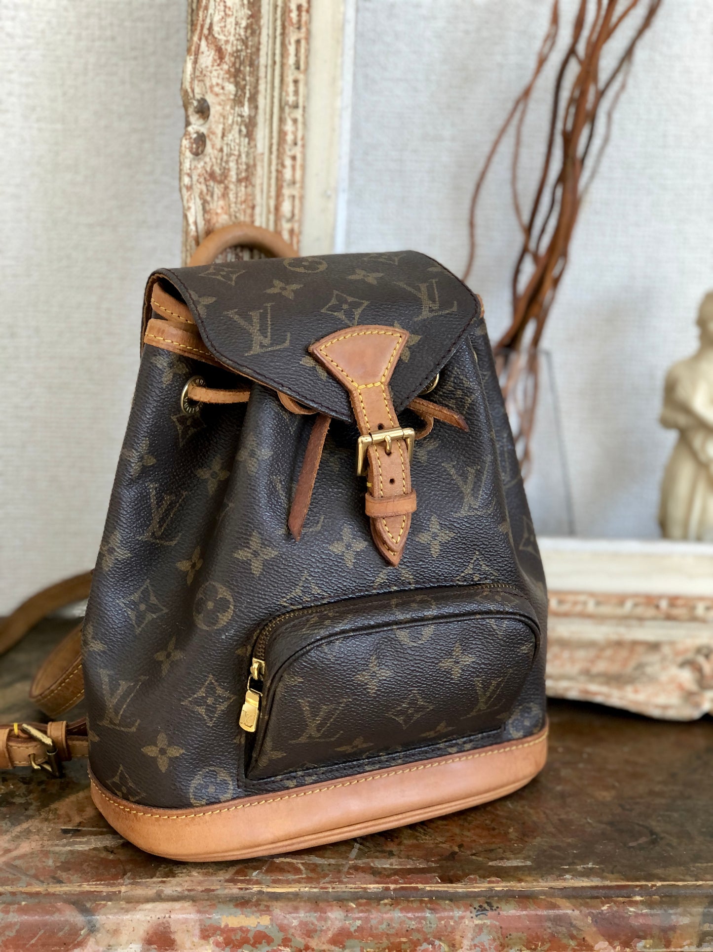 LOUIS VUITTON Monogram Montsouris M51137 Backpack Brown Vintage Old ncci75