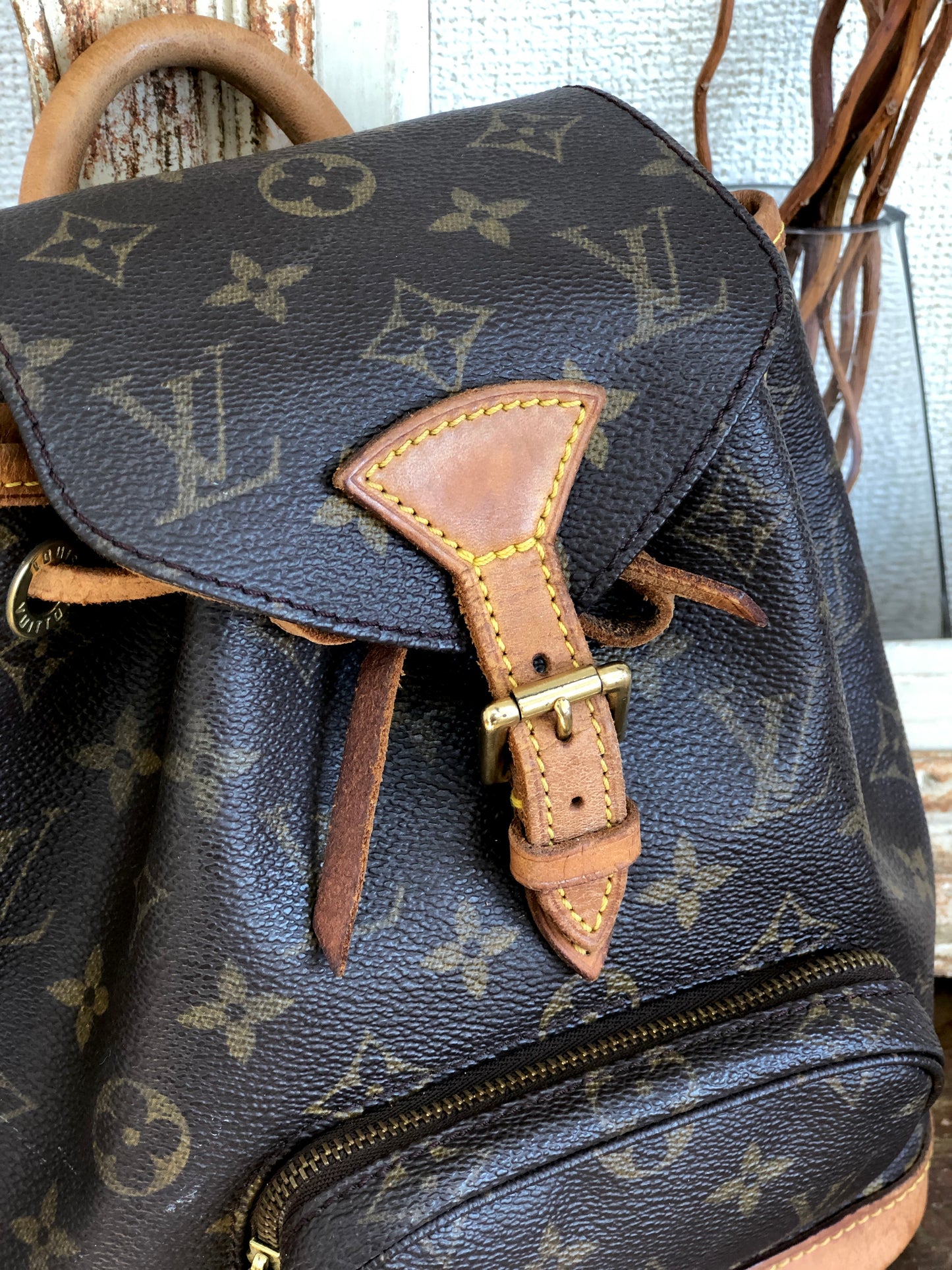 LOUIS VUITTON Monogram Montsouris M51137 Backpack Brown Vintage Old ncci75